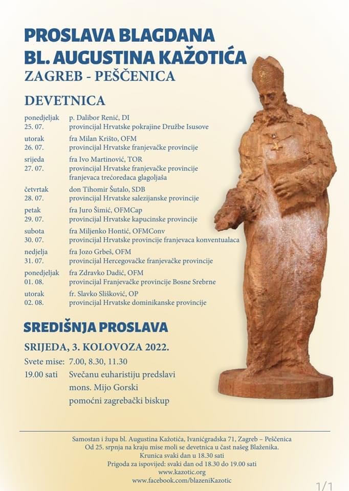 Devetnica i proslava blagdana bl Augustina Kažotića na zagrebačkoj