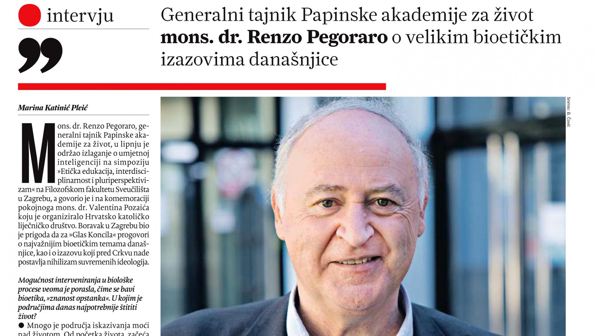 Mons. Renzo Pegoraro, glavni tajnik Papinske akademije za život „Kao